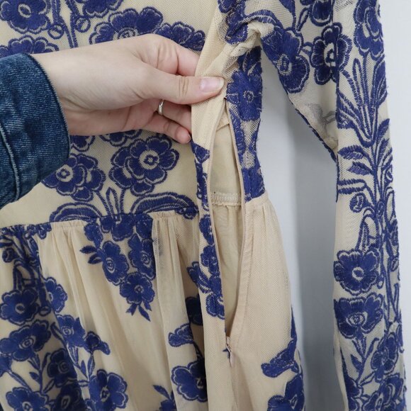 For Love & Lemons Temecula Mini Dress Womens XS Blue Boho Festival Feminine - Picture 15 of 16